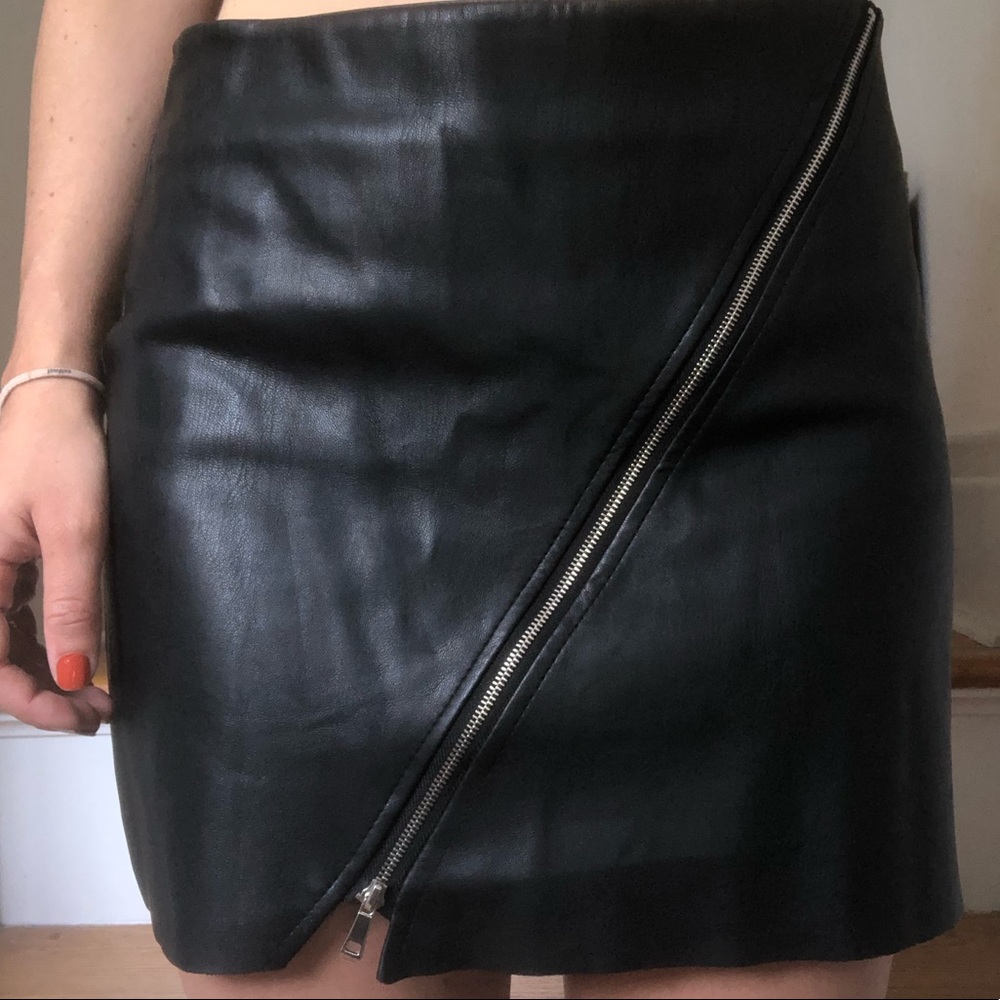 Brownie Vegan Leather S/M Black Mini Skirt from Brownie